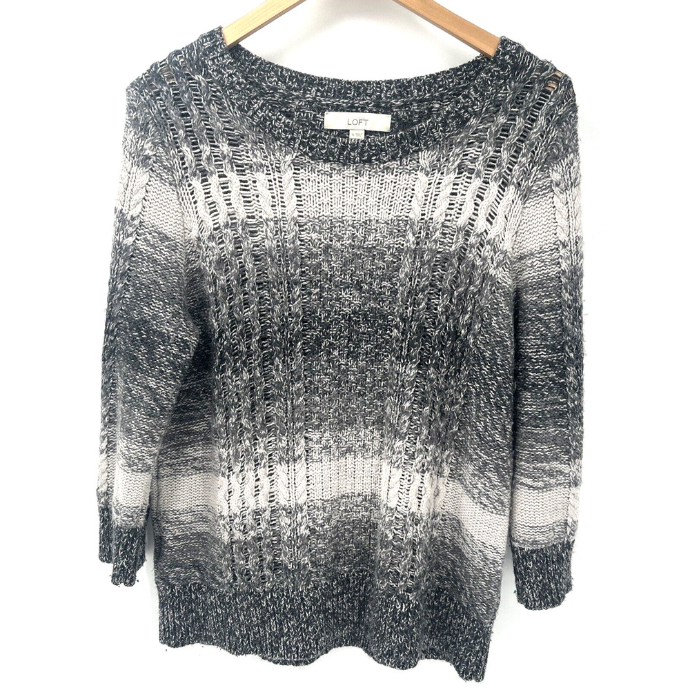 LOFT Sweater Womens XL Gray‎ Pullover Wool Rabbit Hair Blend Chunky Knit